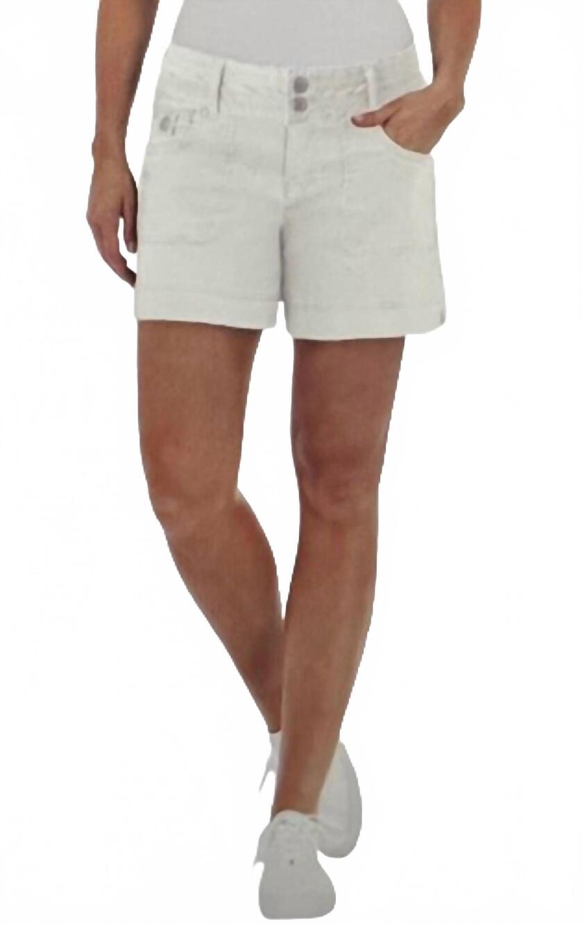 NEW DAKOTA BLUE women's mid rise flat front shorts in white